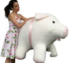 American Made Giant Stuffed Pig 40 Inch Soft White with Pink Accents 3